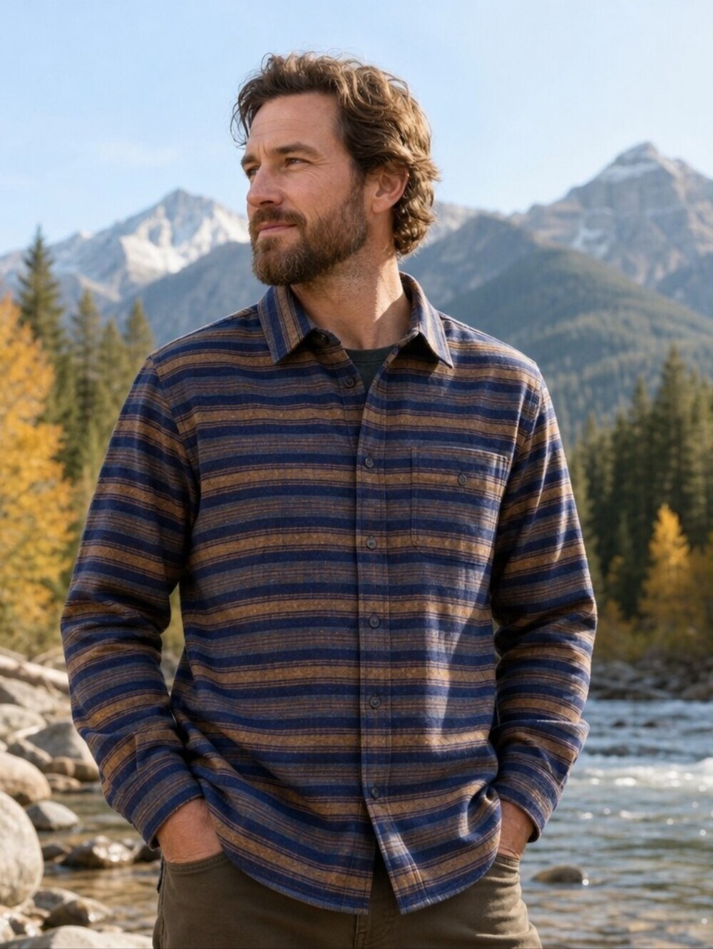 Organic Hemp Flannel Button Down Shirt Men's Medium NEW Outdoor Mountains